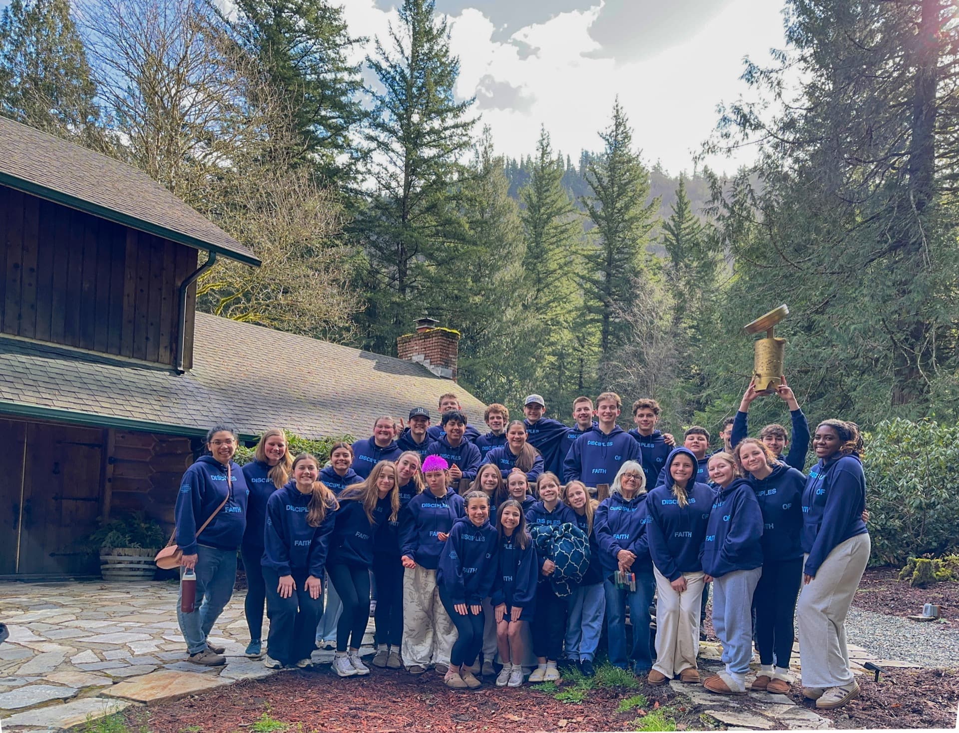 Group on the grounds — 20 acres of outdoor space